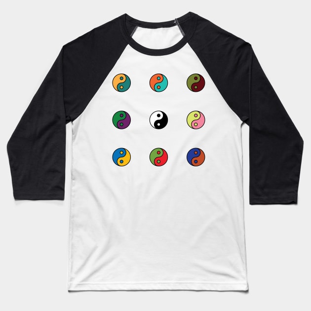 The Colors of Yin - Yang Baseball T-Shirt by trippfritts